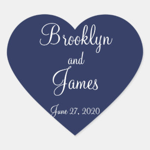 Herz Blue Nautical Wedding Stickers