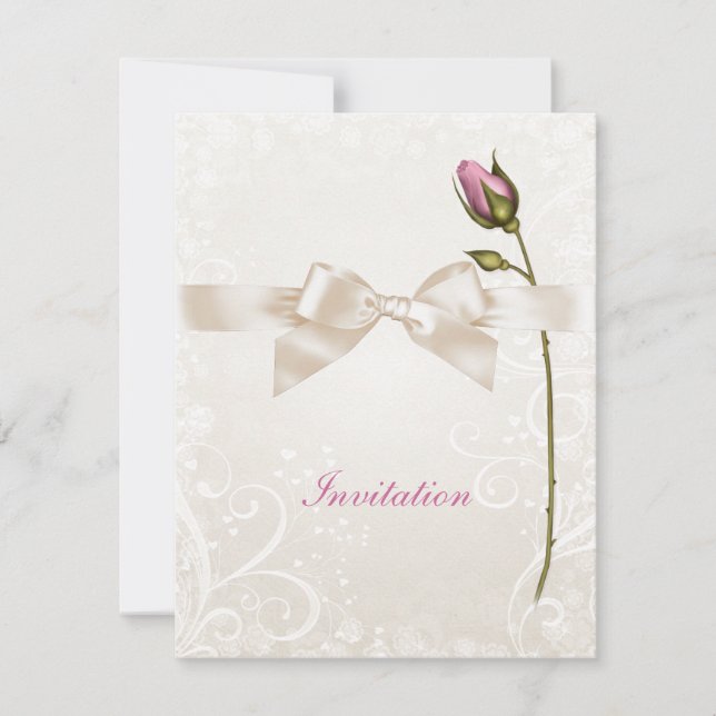 Herz-Blüh-Rose Hochzeit Einladung (Vorderseite)