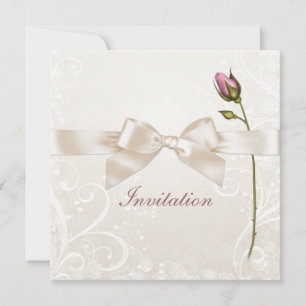 Herz Blühe Rose Hochzeit Einladung