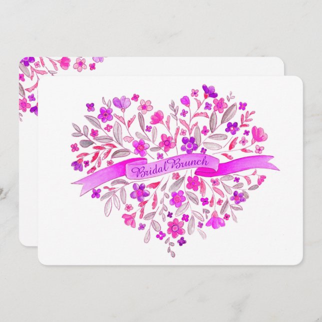 Herz Blume Bouquet Art Bridal Brunch Einladung (Vorne/Hinten)