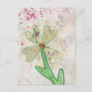 Herz-Blume Collage Postkarte