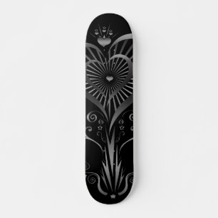 Herz-Blume - Silber Skateboard