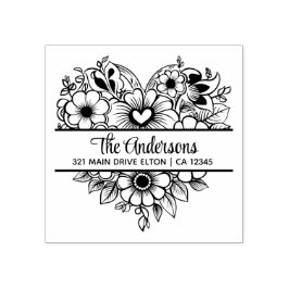 Herz-Blume Split Monogram Theme Gummistempel