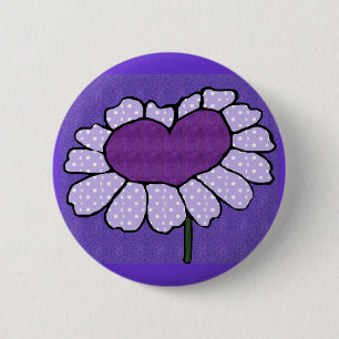 Herz-Blumenknopf Button