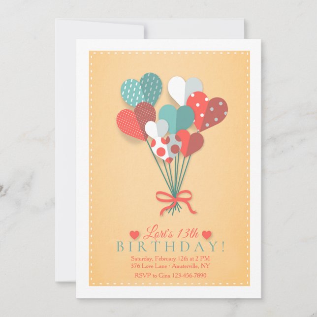 Herz-Blumenstrauß-Einladung Einladung (Vorderseite)