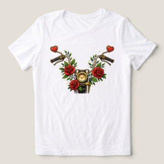 Herz Blüten-Reiter Damen Floral Motorrad T-Shirt Tri-Blend Shirt
