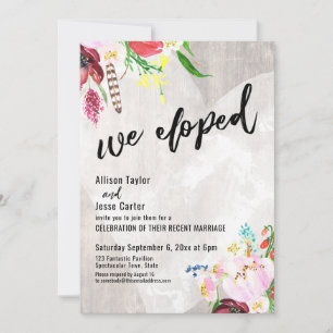 Herz Boho Floral Rustikale Holz Hochzeit im kleine Einladung