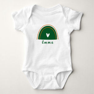 Herz Boho Green Rainbow mit Personalisiertem Namen Baby Strampler
