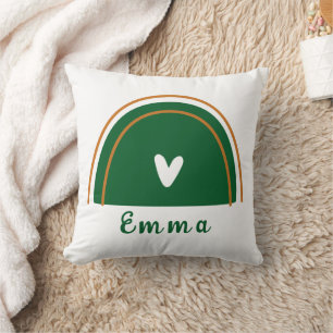 Herz Boho Green Rainbow mit Personalisiertem Namen Kissen