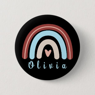 Herz Boho Rainbow mit Personalisiertem Namen Button