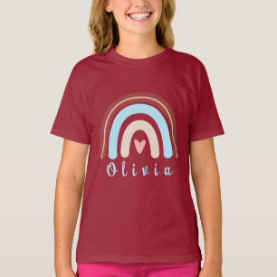 Herz Boho Rainbow mit Personalisiertem Namen T-Shirt