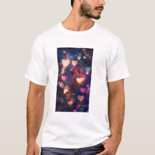 Herz Bokeh Licht in einem traumhaften Nachtgarten T-Shirt