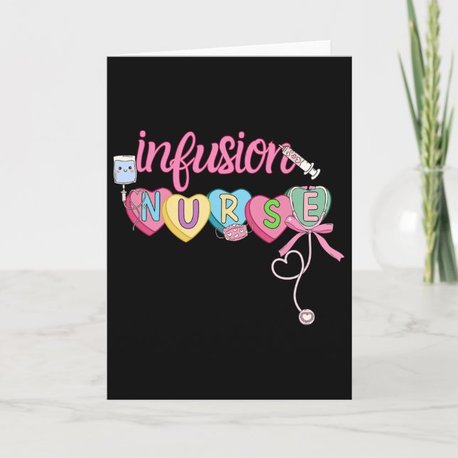 Herz Bonbon Bogen Infusionskrankenschwester Valent Karte (Vorderseite)