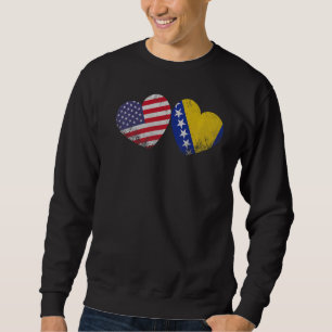 Herz bosnisch-amerikanische Flagge Patriotic Famil Sweatshirt