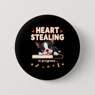 Herz Boston Terrier Hund Lustiges Geschenk Bostie Button