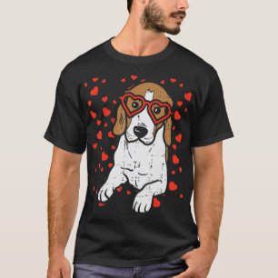 Herz Brille Beagle Valentinstag Haustier Hund Lieb T-Shirt