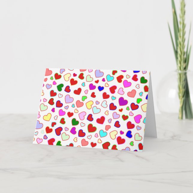 Herz-buntes multi auf weißer Gruß-Karte Karte (Vorderseite)