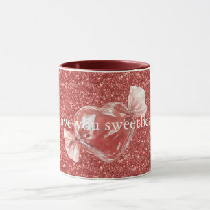 Herz Candy Rot Glitter Liebe Tasse