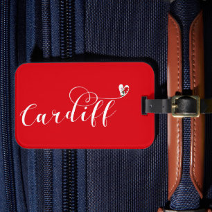 Herz Cardiff Flag, Caerdydd, Wales Gepäckanhänger