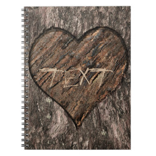 Herz Carved Tree Trunk Bark Rustic Journal Notizblock