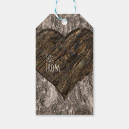 Herz Carved Tree Trunk Bark Rustikale Hochzeit Geschenkanhänger