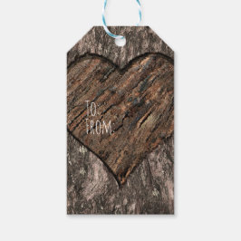 Herz Carved Tree Trunk Bark Rustikale Hochzeit Geschenkanhänger