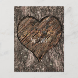 Herz Carved Tree Trunk Rustikal Save the Date Ankündigungspostkarte
