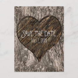 Herz Carved Tree Trunk Rustikal Save the Date Ankündigungspostkarte