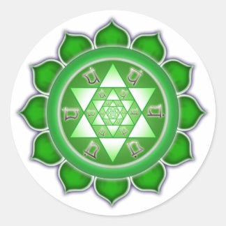 Herz Chakra - Fraktal Bloom Runder Aufkleber
