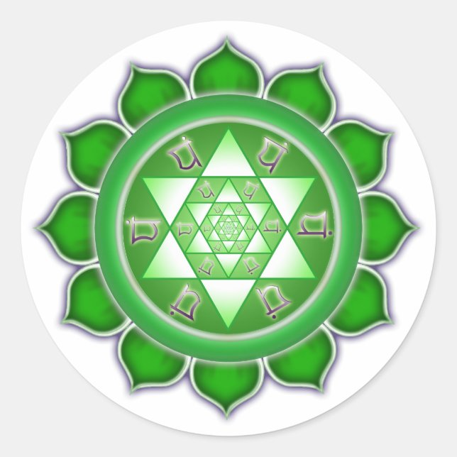 Herz Chakra - Fraktal Bloom Runder Aufkleber (Vorderseite)