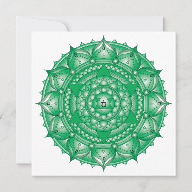 Herz Chakra Green Mandala Square Note Card Mitteilungskarte (Vorderseite)