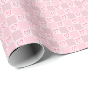 Herz-Check-Muster-Wrap-Papier zum Valentinstag Geschenkpapier