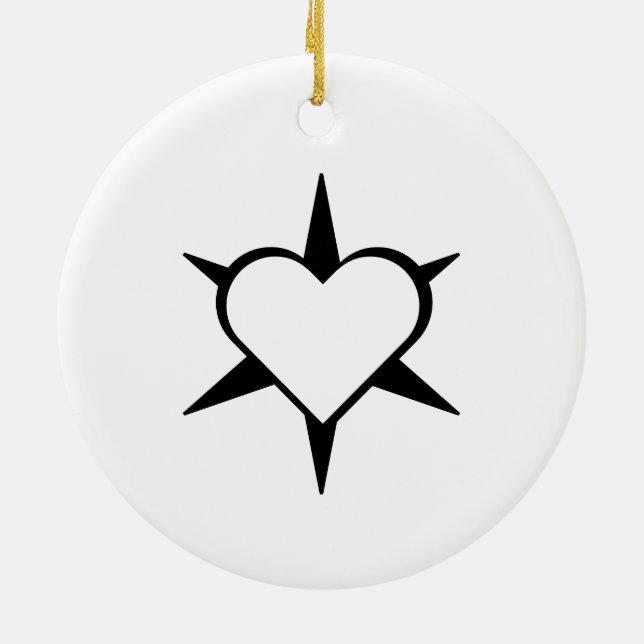 Herz Coeur Cuore Star Sternchen Sternchen Stern Keramik Ornament (Hinten)