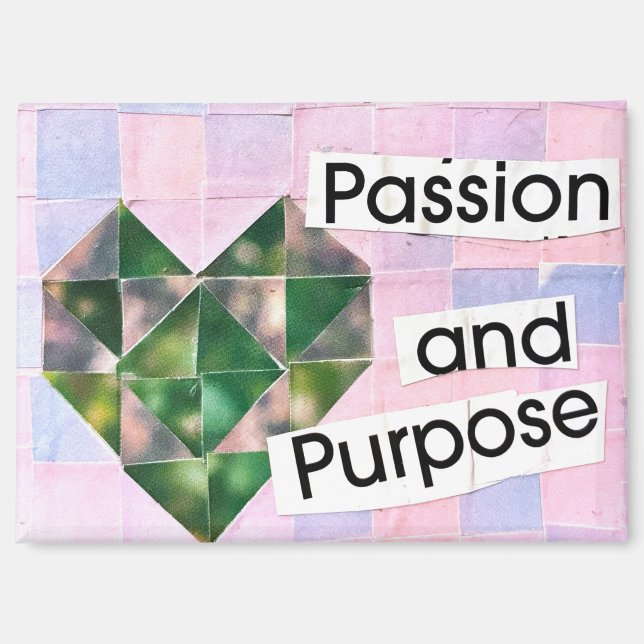 Herz Collage Kunst Rosa Lila Boho Romantisch Magnet (Vorderseite)