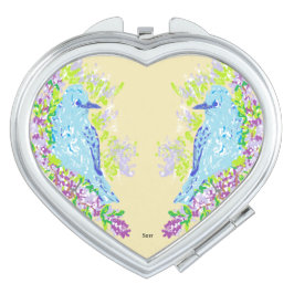 Herz Compact Mirror Blue Birds Taschenspiegel