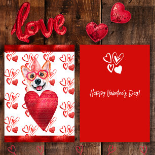 Herz Corgi Hund Liebhaber Valentinstag Geschenk Feiertagskarte