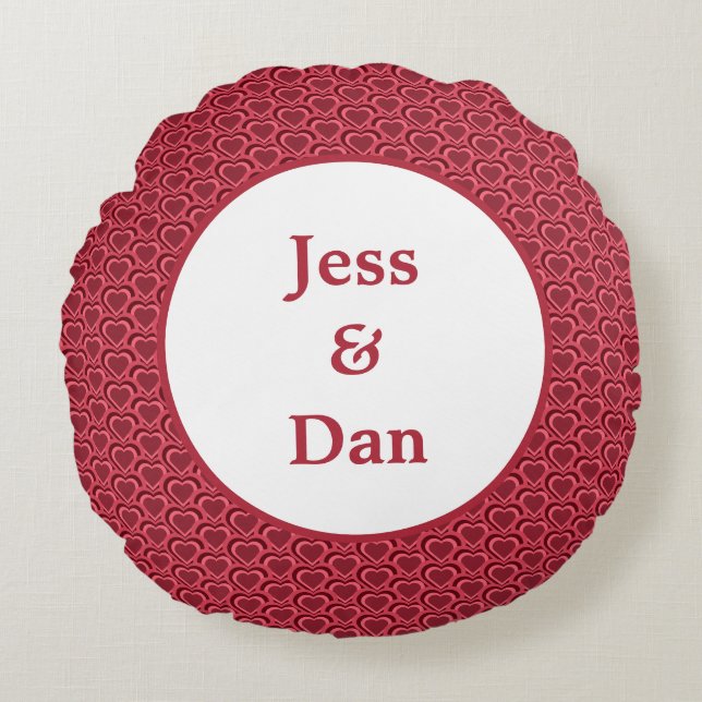 Herz Couple Rundes Kissen (Vorderseite)