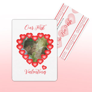 Herz-Coupon Valentinskarte mit Blasen Einladung