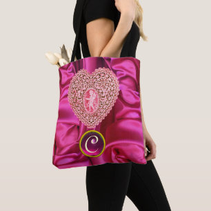 HERZ CUPID SPITZE SEIDE ROSA FUCHSIA STOFF MONOGRA