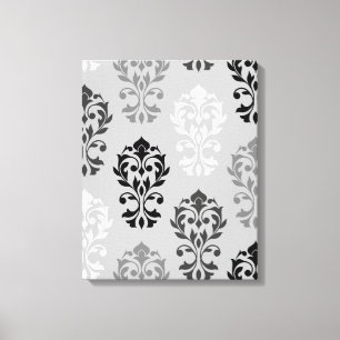 Herz Damask Art Ib Black Grays White Leinwanddruck