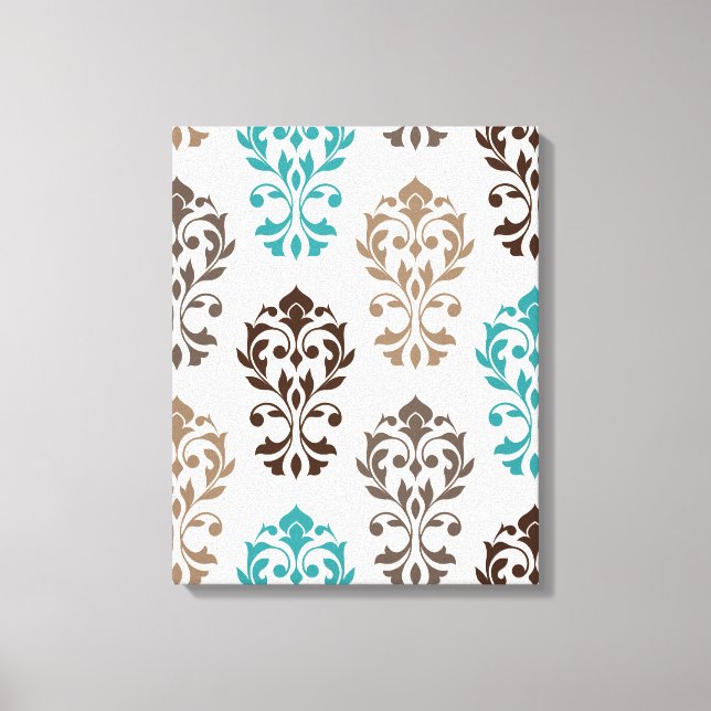 Herz Damask Art Ib Browns Aquamarine Creme Leinwanddruck (Vorderseite)