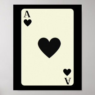 Herz-Dame Schwarz-As-Karte Poster Wandkunst 