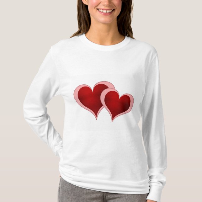 Herz-Damen-lange Hülse des Valentines T-Shirt (Vorderseite)