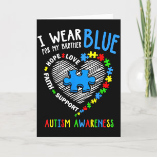 Herz, das ich für meinen Bruder Blau trage Autismu Karte
