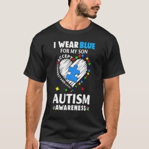 Herz, das ich für meinen Sohn Blau trage Autismus- T-Shirt