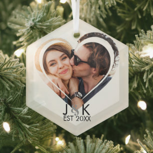 Herz-Dating-Paar-Freundin-Freund-Foto  Ornament Aus Glas
