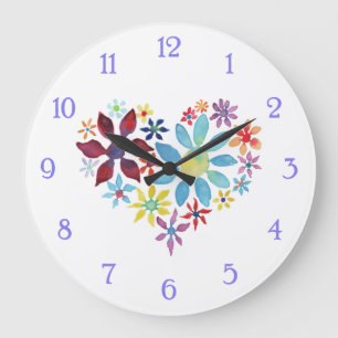 Herz der Blume Große Wanduhr