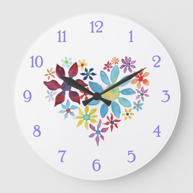 Herz der Blume Große Wanduhr (Vorderseite)