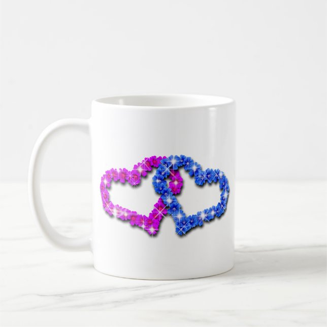 Herz der Blumen – Romantisches Liebesblumendesign Kaffeetasse (Links)
