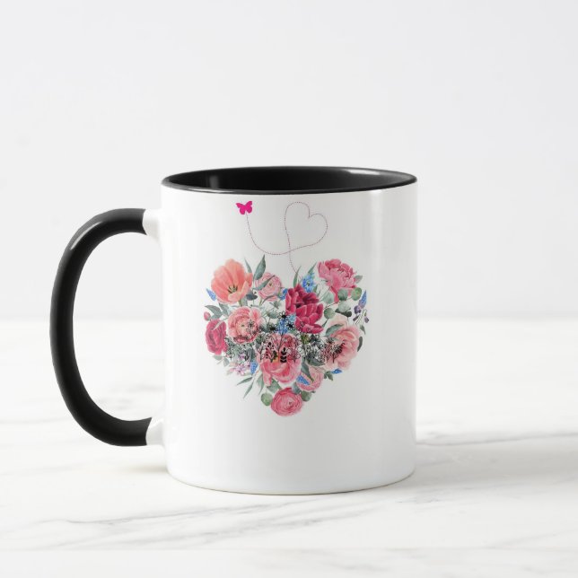 Herz der Blumen – Wasserfarbenbouquet Tasse (Links)